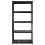 Storage Shelf 5-Tier Black 255x40x185 cm Plastic - Side View