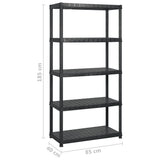 Storage Shelf 5-Tier Black 255x40x185 cm Plastic - Rear View
