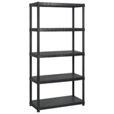 Storage Shelf 5-Tier Black 274.5x45.7x185 cm Plastic - Front View
