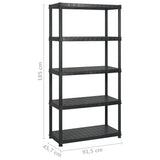 Storage Shelf 5-Tier Black 274.5x45.7x185 cm Plastic - Rear View
