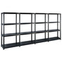Storage Shelf 4-Tier Black 244x30,5x130 cm Plastic