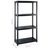 Storage Shelf 4-Tier Black 244x30.5x130 cm Plastic - Close-Up Angle