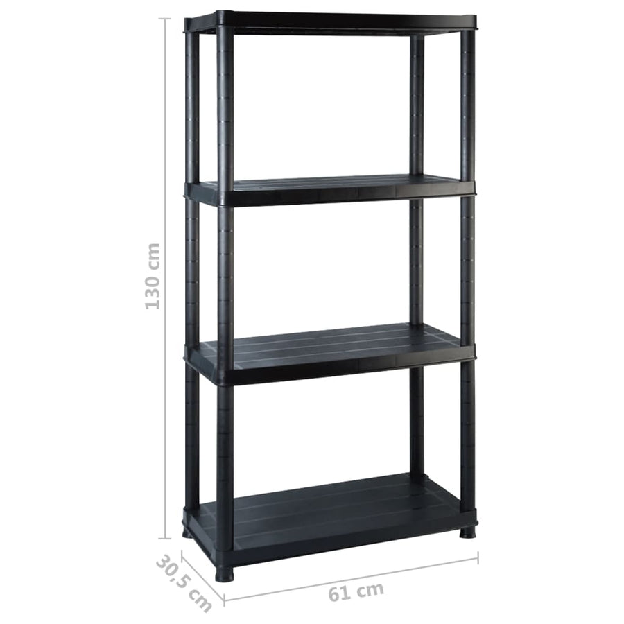 Storage Shelf 4-Tier Black 244x30,5x130 cm Plastic