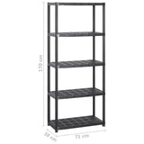 Storage Shelf 5-Tier Black 284x38x170 cm Plastic - 45-Degree Angle