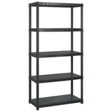 Storage Shelf 5-Tier Black 340x40x185 cm Plastic - Front View