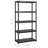 Storage Shelf 5-Tier Black 340x40x185 cm Plastic - Rear View
