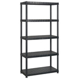 Storage Shelf 5-Tier Black 366x45.7x185 cm Plastic - Front View