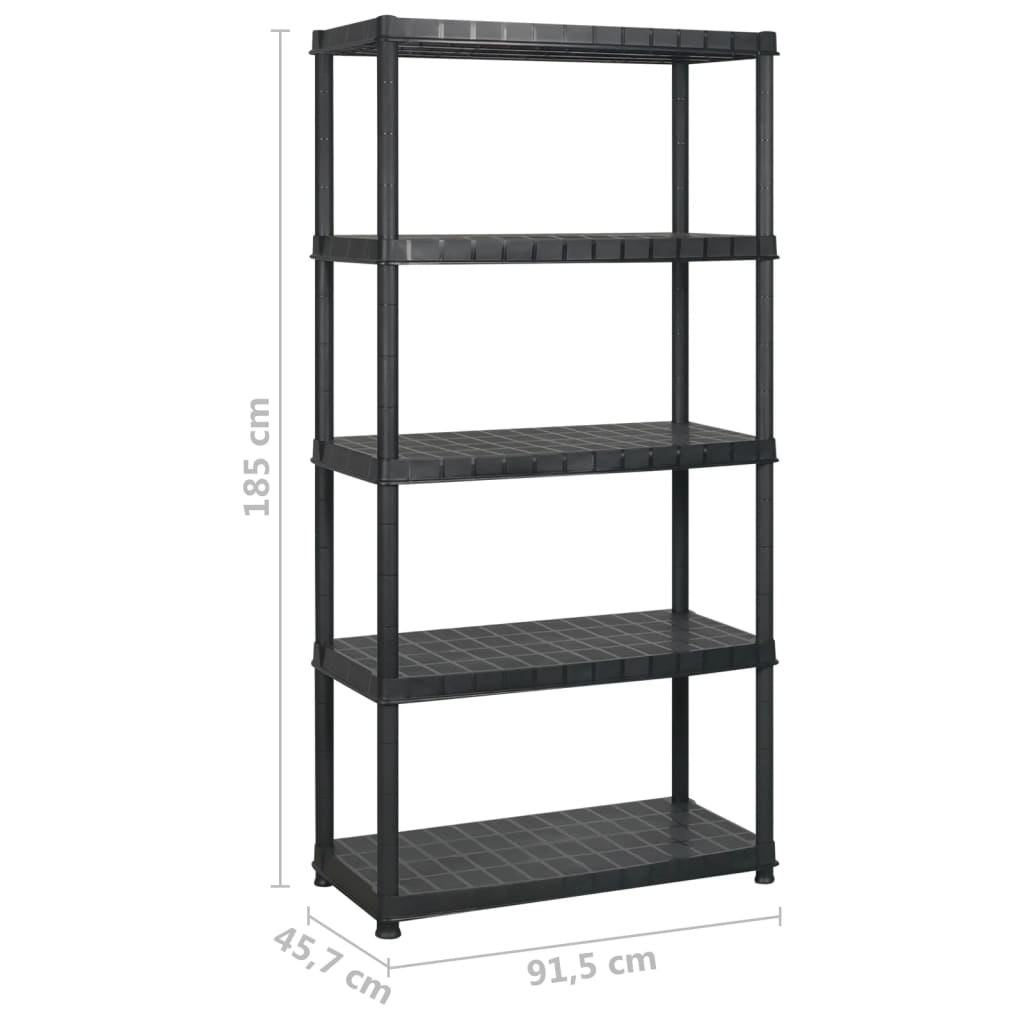 Storage Shelf 5-Tier Black 366x45,7x185 cm Plastic