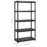 Storage Shelf 5-Tier Black 366x45.7x185 cm Plastic - Rear View