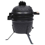 2-in-1 Kamado Barbecue Grill Smoker Ceramic 56 cm Black - 45-Degree Angle