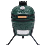 2-in-1 Kamado Barbecue Grill Smoker Ceramic 56 cm Green - Side View