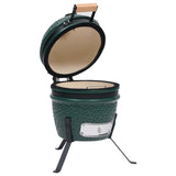 2-in-1 Kamado Barbecue Grill Smoker Ceramic 56 cm Green - Top-Down View