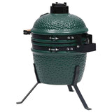 2-in-1 Kamado Barbecue Grill Smoker Ceramic 56 cm Green - Rear View