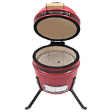 2-in-1 Kamado Barbecue Grill Smoker Ceramic 56 cm Red - Front View