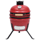 2-in-1 Kamado Barbecue Grill Smoker Ceramic 56 cm Red - Side View
