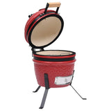 2-in-1 Kamado Barbecue Grill Smoker Ceramic 56 cm Red - Top-Down View
