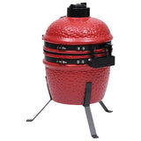 2-in-1 Kamado Barbecue Grill Smoker Ceramic 56 cm Red - 45-Degree Angle