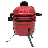 2-in-1 Kamado Barbecue Grill Smoker Ceramic 56 cm Red - Rear View