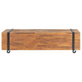 TV Stand 110x30x32.5 cm Solid Teak Wood - Front View