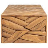Coffee Table Erosion Solid Teak Wood 110x35x38 cm - Side View