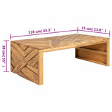 Coffee Table Erosion Solid Teak Wood 110x35x38 cm - Close-Up Angle