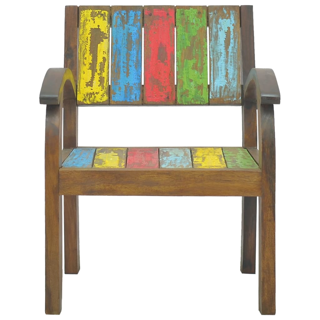 Armchair Multicolour Solid Reclaimed Wood