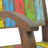 Armchair Multicolour Solid Reclaimed Wood - Rear View