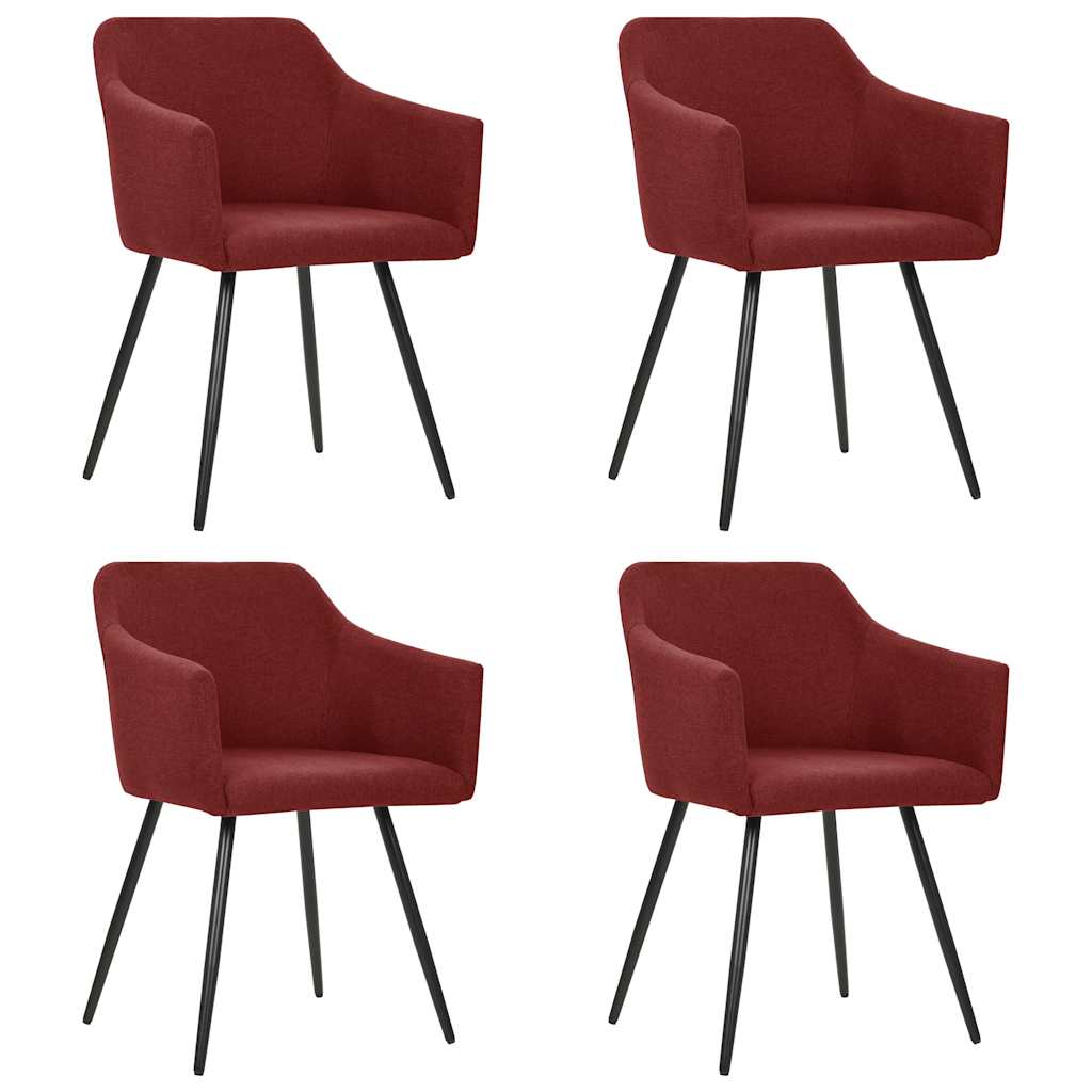 Dining Chairs 4 pcs Wine Red Fabric