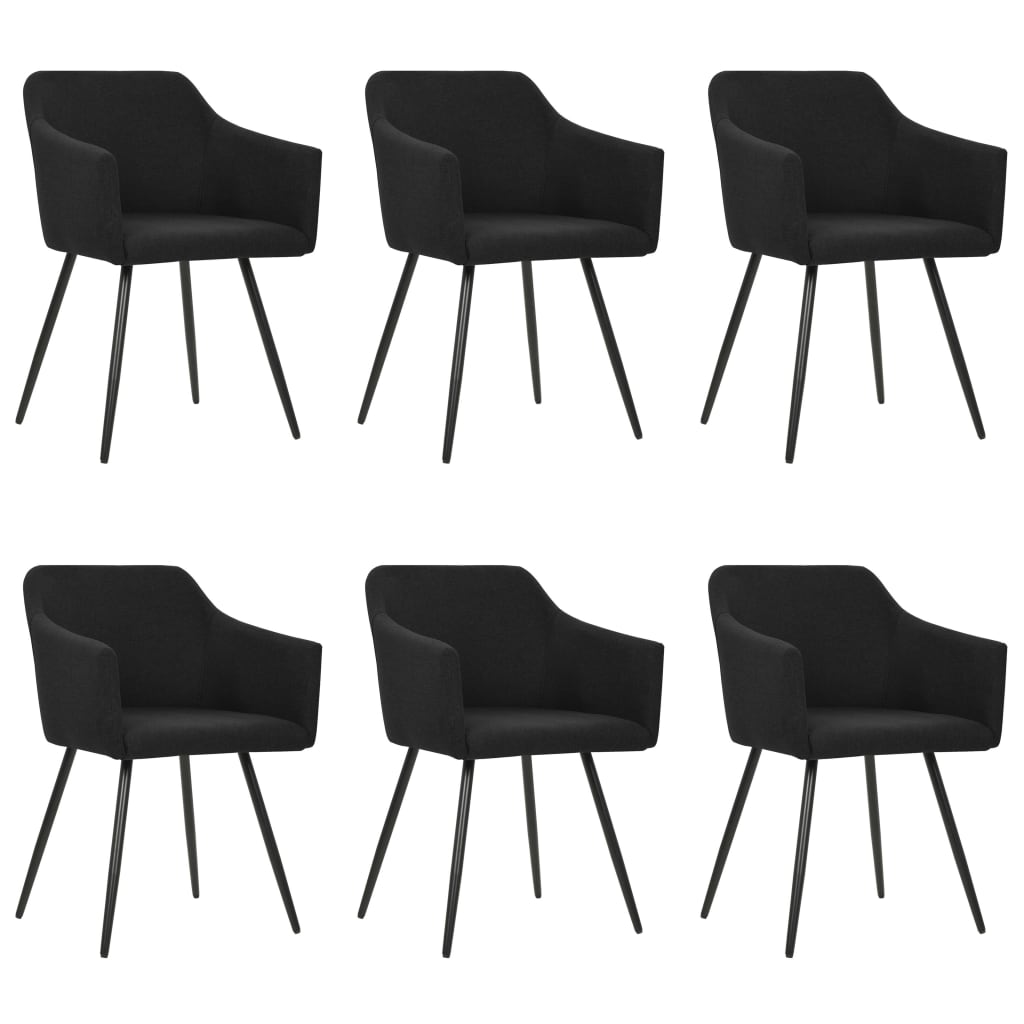 Dining Chairs 6 pcs Black Fabric