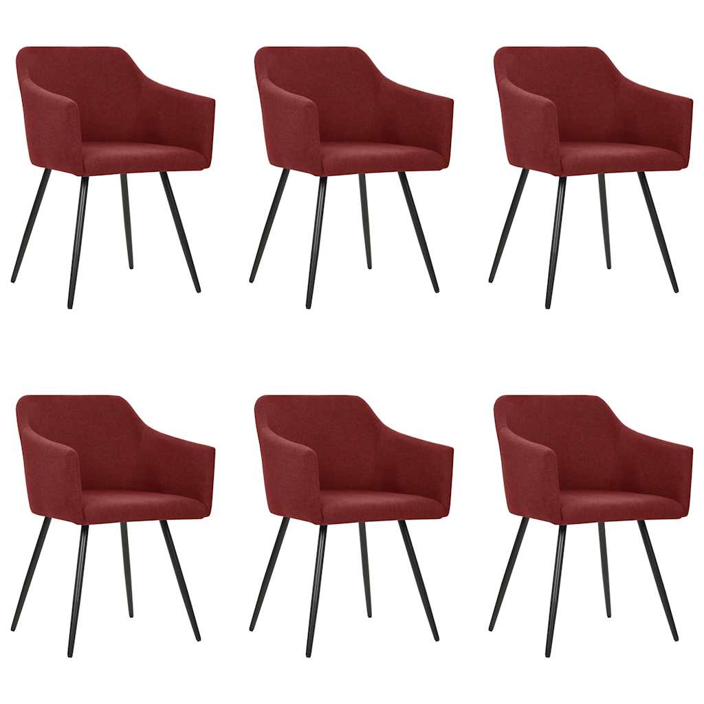Dining Chairs 6 pcs Wine Red Fabric