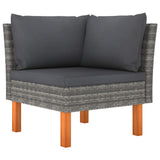 3-Seater Garden Sofa with Cushions Grey Poly Rattan