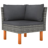 4-Seater Garden Sofa with Cushions Grey Poly Rattan - Top-Down View
