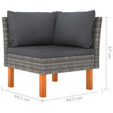 4-Seater Garden Sofa with Cushions Grey Poly Rattan - Rear View