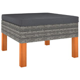 4 Piece Garden Lounge Set with Cushions Poly Rattan Grey - 45-Degree Angle