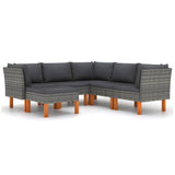 6 Piece Garden Lounge Set with Cushions Poly Rattan Grey