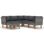 6 Piece Garden Lounge Set with Cushions Poly Rattan Grey