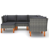6 Piece Garden Lounge Set with Cushions Poly Rattan Grey