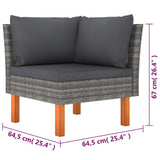 6 Piece Garden Lounge Set with Cushions Poly Rattan Grey - Low Angle