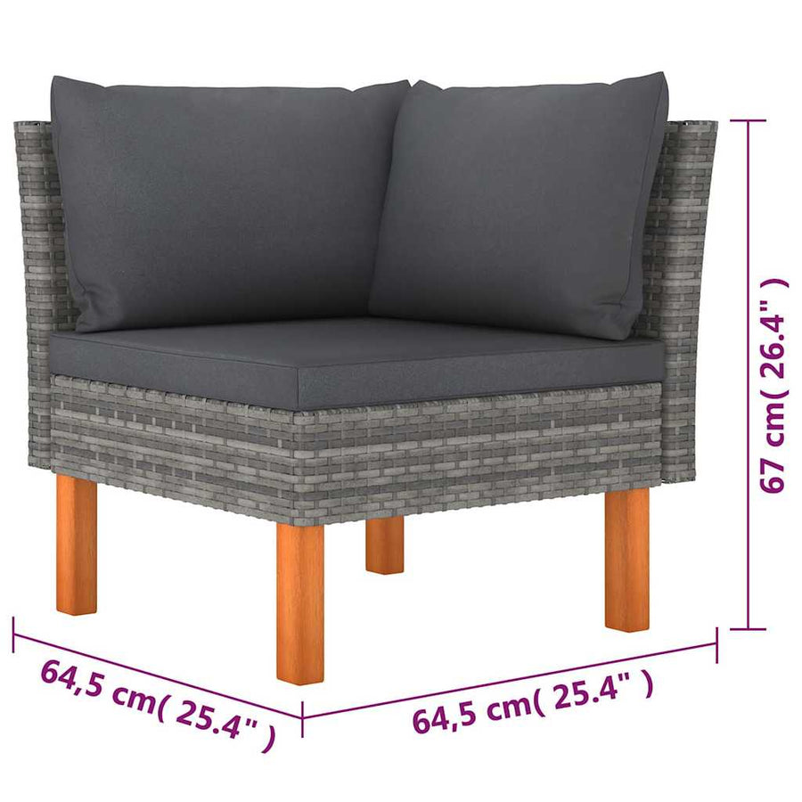 6 Piece Garden Lounge Set with Cushions Poly Rattan Grey