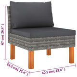 6 Piece Garden Lounge Set with Cushions Poly Rattan Grey