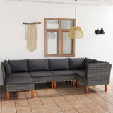 6 Piece Garden Lounge Set with Cushions Poly Rattan Grey