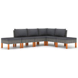 6 Piece Garden Lounge Set with Cushions Poly Rattan Grey
