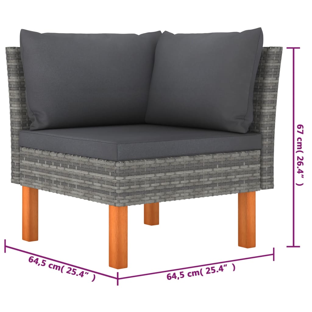 6 Piece Garden Lounge Set with Cushions Poly Rattan Grey