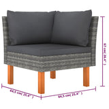 6 Piece Garden Lounge Set with Cushions Poly Rattan Grey - Close-Up Angle