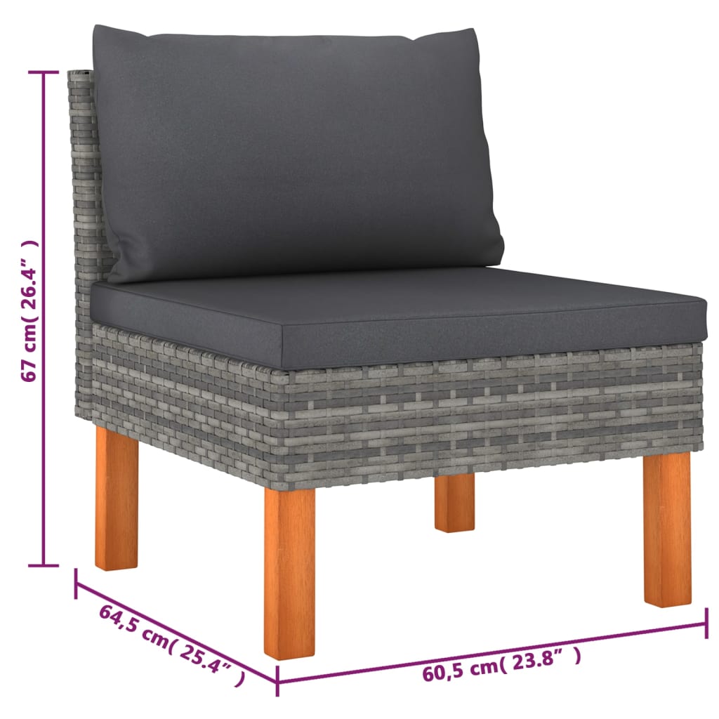6 Piece Garden Lounge Set with Cushions Poly Rattan Grey