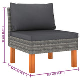 6 Piece Garden Lounge Set with Cushions Poly Rattan Grey