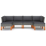 6 Piece Garden Lounge Set with Cushions Poly Rattan Grey