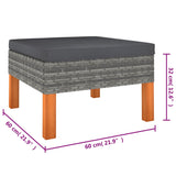 6 Piece Garden Lounge Set with Cushions Poly Rattan Grey - Close-Up Angle