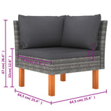 6 Piece Garden Lounge Set with Cushions Poly Rattan Grey