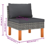 6 Piece Garden Lounge Set with Cushions Poly Rattan Grey - Extra Image